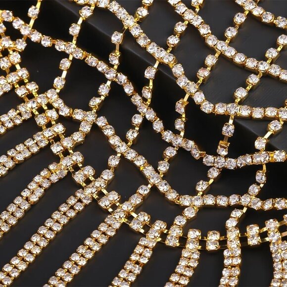 Long Rhinestone Headpiece Cap with Tassels Flapper Gatsby Hair Jewelry for Women